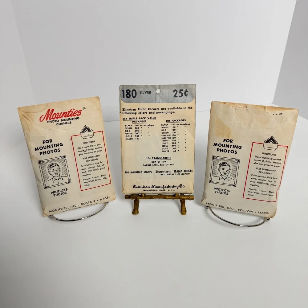 Vintage Mounties Dennison Photo Mounting Corners Lot 3, 2‎ Sealed 1 Opened